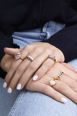 All The Luck in the World - Cherie Goldplated Ring Oval Marble - Light Pink