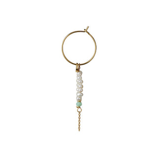 STINE A - Heavenly Pearl Dream Hoop Gold - Green Stone & Chain Single
