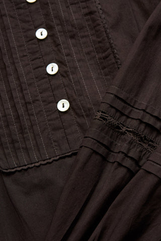 SKALL - Leaf Shirtdress - Dark Brown