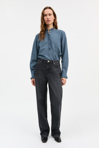 SKALL - Lune Shirt - Blue/Cream Mini Check