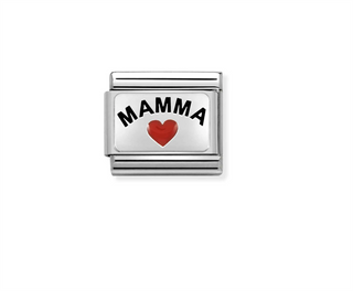 Nomination - Link OXIDIZED PLATES 925 silver MAMMA WITH HEART