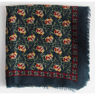 LES BELLES VAGABONDES - Carré Wool Poème - Marine