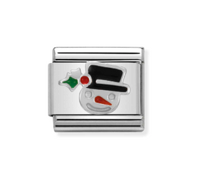 Nomination - Link CLASSIC SYMBOLS enamel and 925 sterling silver SNOWMAN FACE