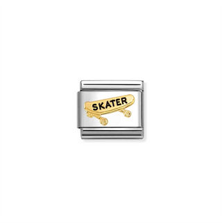 Nomination - Link SYMBOLS steel 18k gold SKATER SKATEBOARD