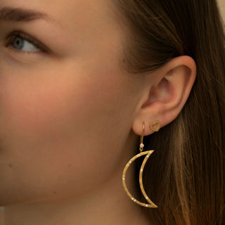 STINE A - Big Bella Moon W/Stones Earring - Gold Single