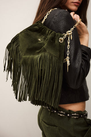 BA&SH - June Mini Tote Fringes - Vert