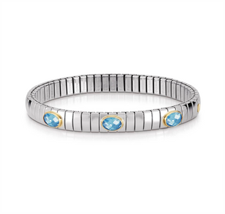 Nomination - Extension stretch BRACELET steel 18k gold BLUE ZIRCONIA TRIPLE