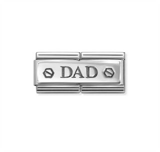 Nomination - Link DOUBLE classic engraved steel 925 sterling silver DAD WITH HEX SCREWS