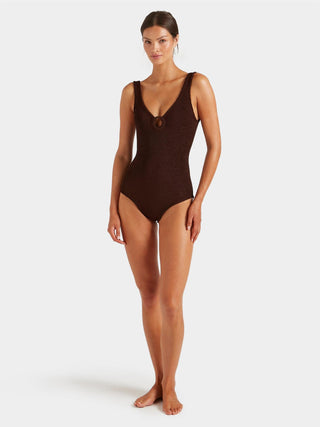 Hunza G - Celine Coverage Swimsuit - Metallic Chocolate