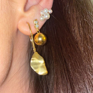 STINE A - Twin Flow & Disco Ball Earring - Gold