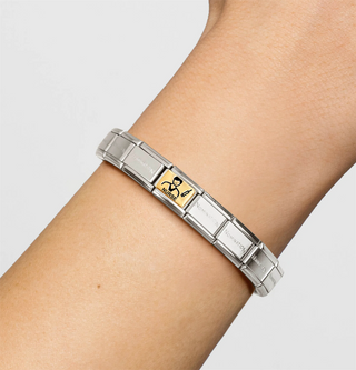 Nomination - Link composable PLATES steel and 18k gold NURSE