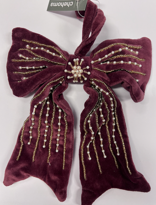 CHEHOMA - Burgundy Velvet Bow Ornament