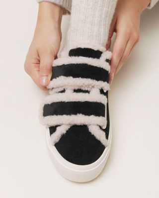 INUIKII - Shearling Low Velcro - Black