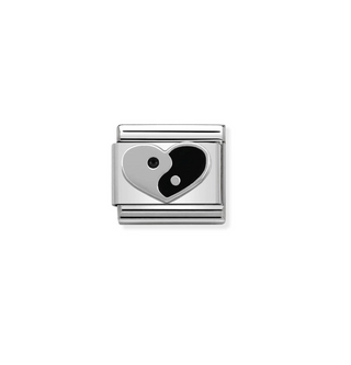 Nomination - Link SYMBOLS stainless steel enamel 925 sterling silver YING YANG HEART
