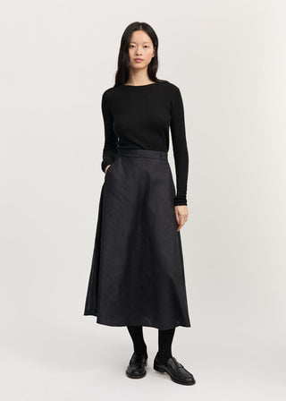 AIAYU - Bea Skirt Silk - Black Navy