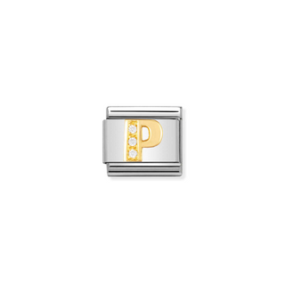 Nomination - Link LETTER 18k gold & Zirconia P