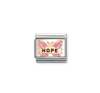 Nomination - Link SYMBOLS steel enamel 9k rose gold FUCHSIA BUTTERFLY HOPE