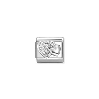 Nomination - Link SYMBOLS 925 sterling silver RAISED HEARTS AND WHITE CZ