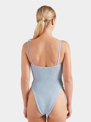 Hunza G - Mia Beaded Swimsuit - Metallic Ice Blue