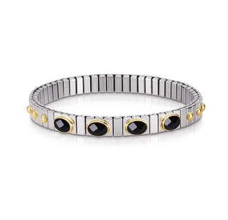 Nomination - Extension stretch BRACELET steel 18k gold BLACK ZIRCONIA