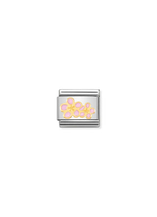 Nomination - Link 18k Gold & Enamel PEACH FLOWERS