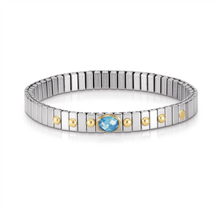 Nomination - Extension stretch BRACELET stainless steel 18k gold CUBIC ZIRCONIA BLUE
