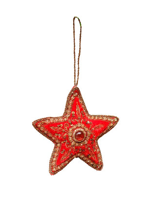 CHEHOMA - Embroidered Red Velvet Star