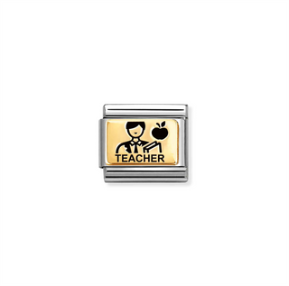 Nomination - Link composable PLATES steel and 18k gold TEACHER