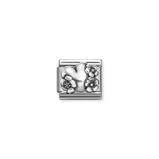 Nomination - Link CLASSIC SYMBOLS st steel and 925 sterling silver HEART WITH FLOWERS