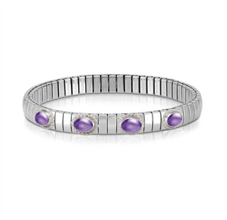 Nomination - Extension stretch BRACELET steel 925 sterling silver FOUR AMETHYST PURPLE STONE BRAIDED