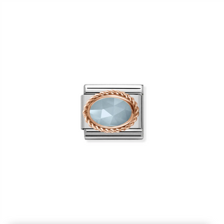 Nomination - Link Oval Stone Braided Setting 9k Rose Gold MILKY AQUAMARINE