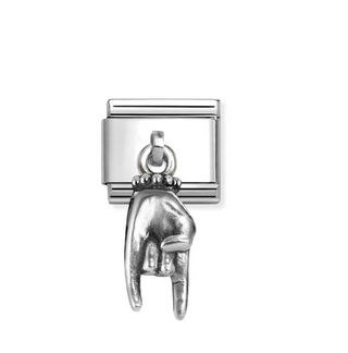 Nomination - Link CHARMS oxisided 3d stainless steel 925 sterling silver HORN HAND