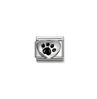 Nomination - Link SYMBOL steel 925 sterling silver PAW BLACK HEART
