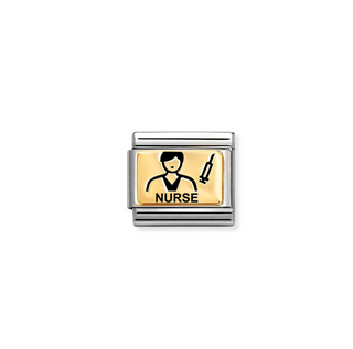 Nomination - Link composable PLATES steel and 18k gold NURSE