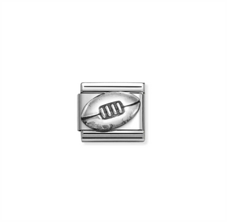 Nomination - Link CLASSIC oxidized symbols steel 925 sterling silver RUGBY BALL