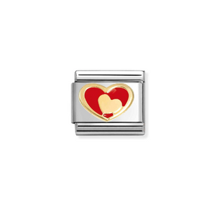 Nomination - Link LOVE 2 enamel and 18k gold HEART IN HEART RED