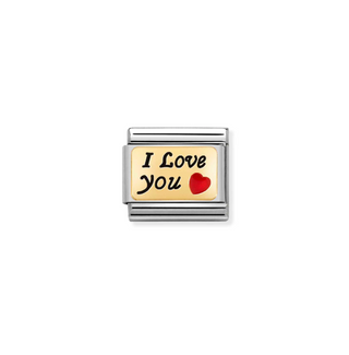 Nomination - Link CLASSIC PLATES enamel 18k gold I LOVE YOU