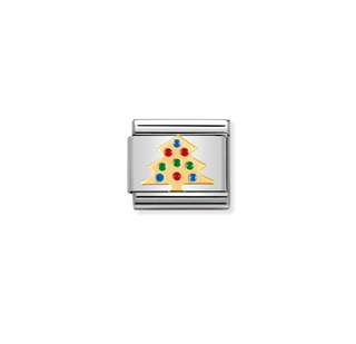 Nomination - Link CHRISTMAS stainless steel with enamel and 18k gold CHRISTMAS TREE