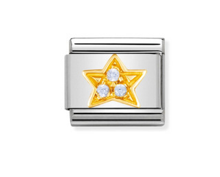 Nomination - Link FUN 18k gold and cubic zirconia LIGHT BLUE STAR