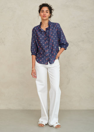 M.A.B.E - Auden Print Top - Navy