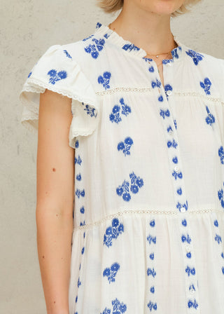 M.A.B.E - Iris Woven Frill Dress - Blue