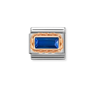 Nomination - Link FACETED BAGUETTE WITH RICH SETTING 9k gold BLUE