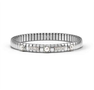 Nomination - Extension stretch BRACELET steel 925 sterling silver PEARL THREE ZIRCONIA LINE