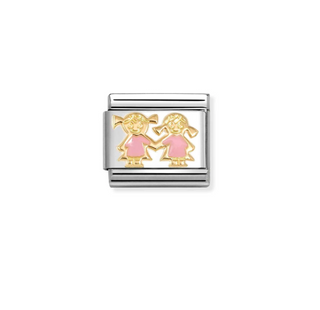 Nomination - Link CLASSIC SYMBOLS enamel 18k gold PINK SISTERS