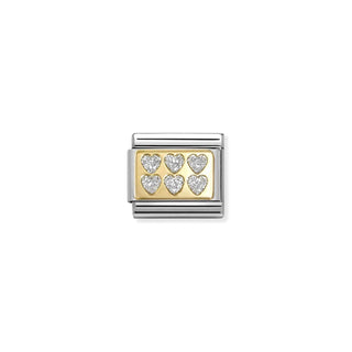 Nomination - Link GLITTER PLATES 18k gold SILVER HEARTS ONLINE