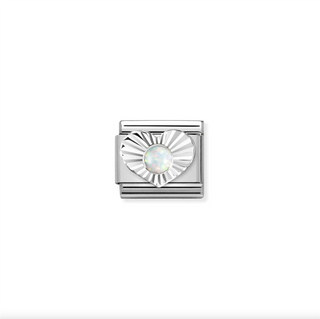 Nomination - Link 925 Sterling Silver DIAMOND HEART WITH WHITE OPAL
