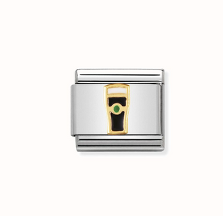 Nomination - Link UK stainless steel enamel and 18k gold GUINESS BEER