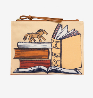 INOUI - Embroidered Pouch Neuvieme Paris - Beige