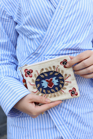 All The Luck in the World - Medium Beaded Wallet - Lovebirds