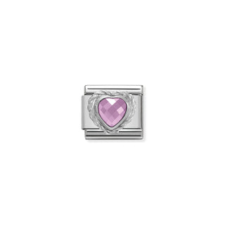 Nomination - Link HEART FACETED 925 sterling silver twisted setting PINK